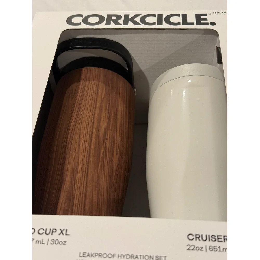 Corkcicle Leakproof 2 Pack Go Cup XL 30oz Walnut & Cruiser 22oz White 1901800